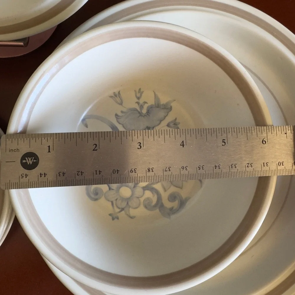 Royal Doulton Inspiration LS1016 Stoneware Set Of 10 WIDE BAND Blue‎ Floral